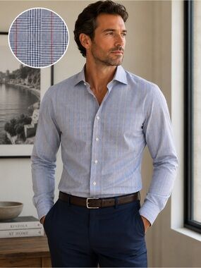 Hamilton Custom Made XL Dress Shirt 17.5 Neck 34/35 Sleeve Tailored Fit EUC